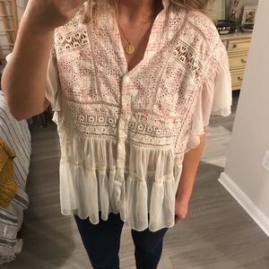 Anthropologie Cream Lace top